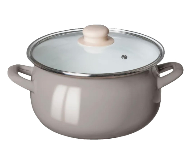 Altom Garnek emaliowany 18cm z pokrywą szklaną 1,9l taupe - 1580544 - zdjęcie 2